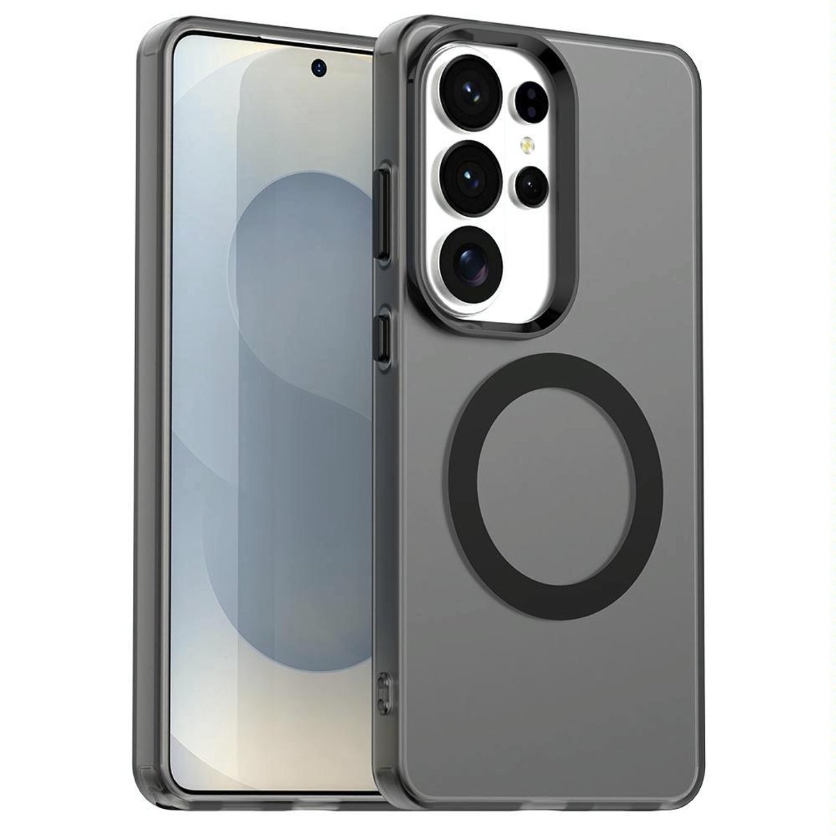 Mobigear Hoesje geschikt voor Samsung Galaxy S26 Ultra MagSafe Telefoonhoesje Hardcase | Mobigear Shockproof Backcover | Geschikt voor MagSafe | Geschikt voor Draadloos Opladen met Magnetische Ring | Geschikt voor MagSafe Case - Zwart