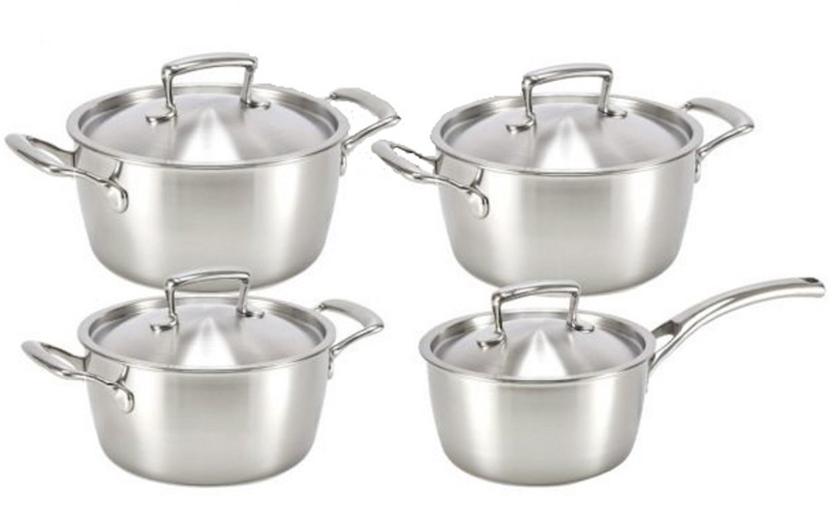 Habonne Queen Triply Pannenset - 4 delig - RVS
