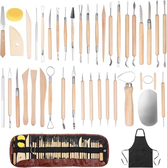Klei gereedschap - Sculptuur set voor klei - 42 stuks - Modelleergereedschap - Snijgereedschapset - Polymeer Klei Gereedschap - Pottenbakkers Gereedschap - Keramiek Gereedschap voor Ambachten - Beeldhouwen - Kunstenaars, Beginners