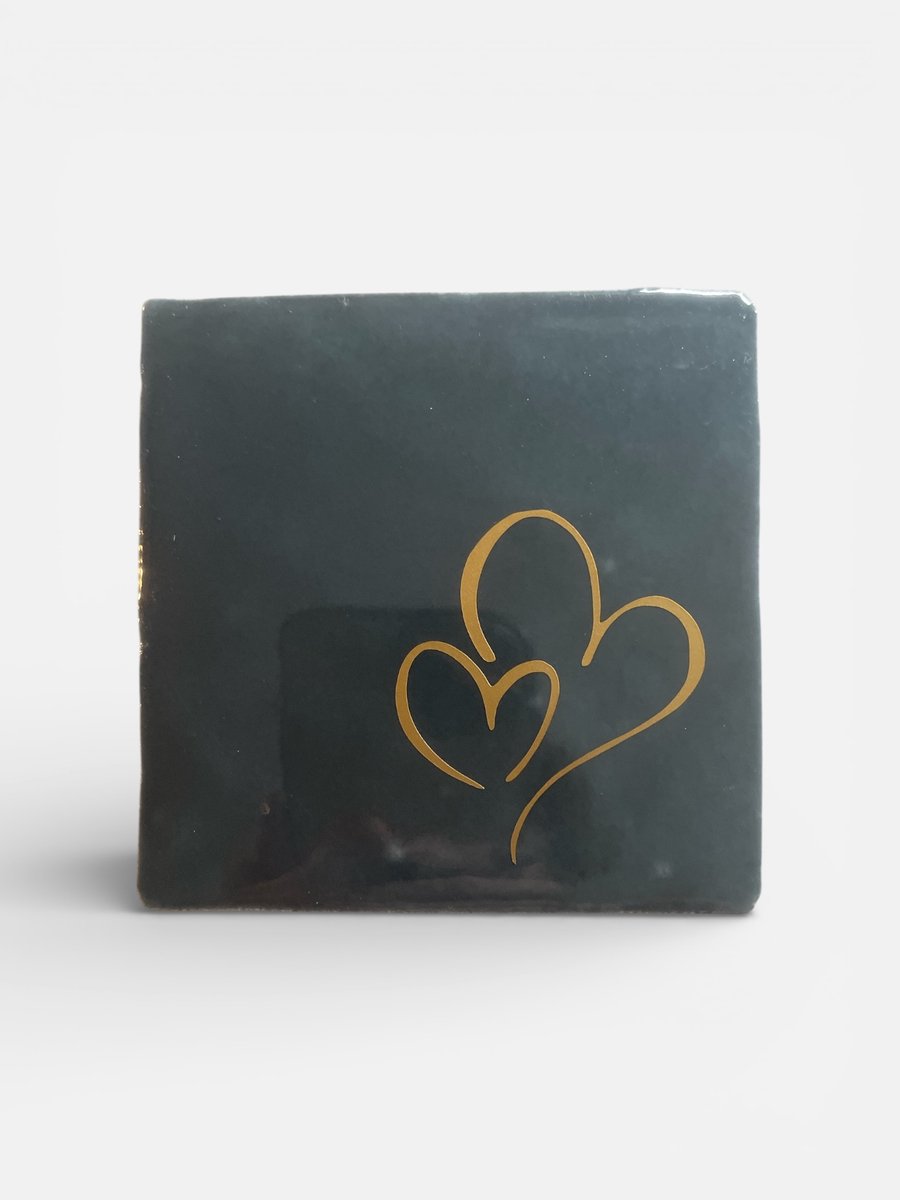 Hip Tegeltje met Afbeelding-Hartjes-Donkerblauw-Afbeelding-Cadeau-Geschenk-Gift-Kado-Valentijn-Zomaar-Lief