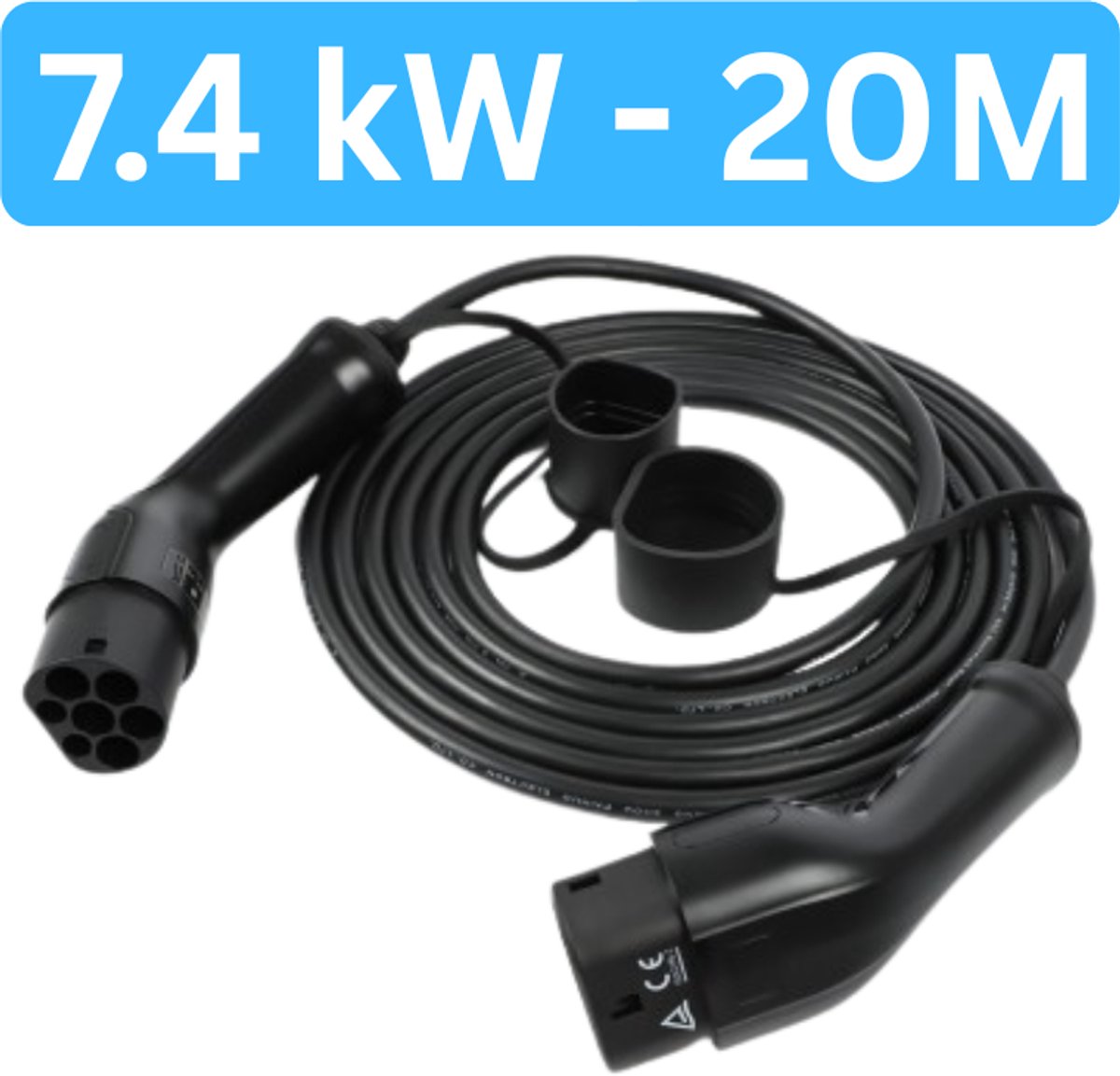 Hoogwaardige Laadkabel Type 2 | 32A | 7,4 kW | 20m