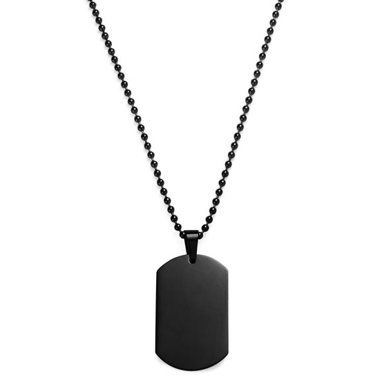 Zwarte dogtagketting met bal-ketting, zwevend.