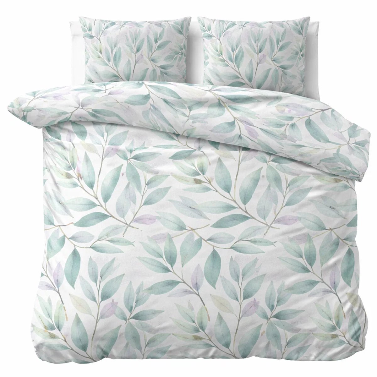 decoware Dekbedovertrek Alicia 240x220 cm – Wit – Katoen – Botanisch Thema - Met Kussenslopen - Lits-jumeaux