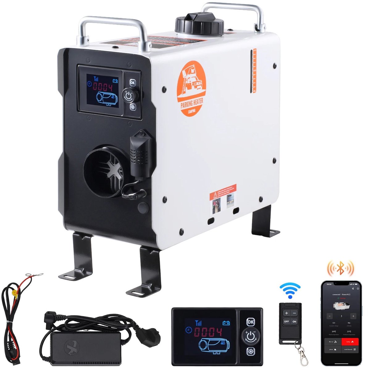 HOB SMART Diesel Heater met CO Alarm- Standkachel- Noodpakket - Draagbaar met LCD Scherm Afstandsbediening en App - Mobiel gebruik - Binnen en buiten