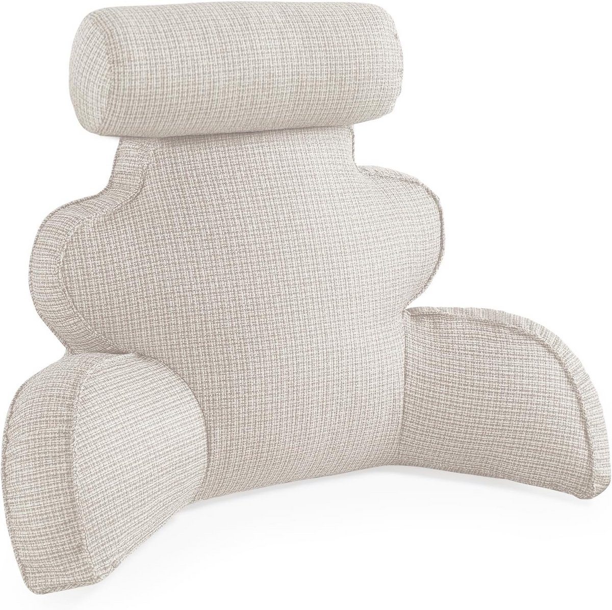 Comfortabel Rugkussen voor Zittend Lezen in Bed - XL Leeskussen met Nekrol en Zakken