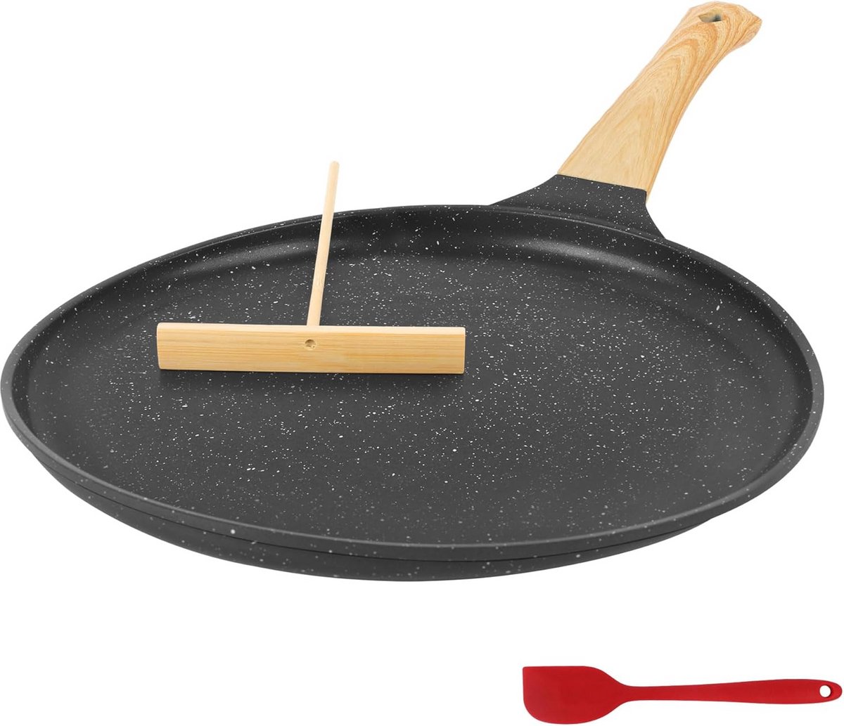 Anti-aanbakpan Pannenkoeken 24 cm Inclusief Verdeelhulpmiddel en Spatel Gas/Inductie