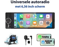 Hexinex 1DIN Autoradio - 6.28 inch scherm - met Draadloze Carplay & Android Auto - BT 5.2 - USB/USB-C + Achteruitrijcamera