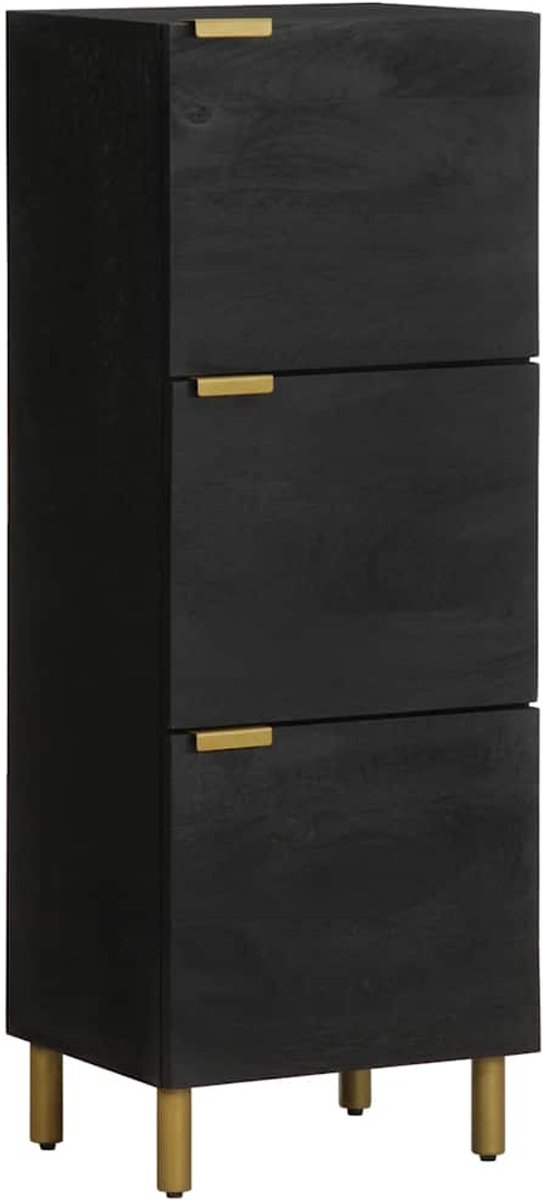 vidaXL - Hoge - kast - 40x33x110 - cm - bewerkt - hout - zwart