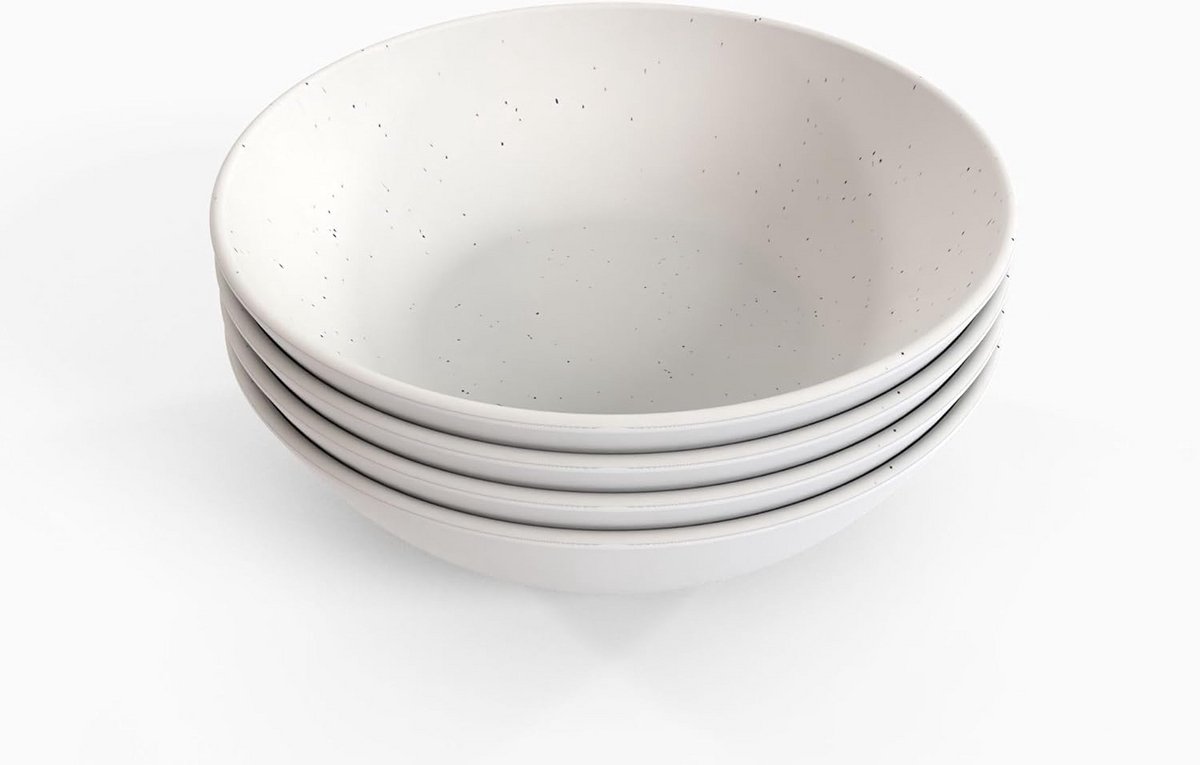 Set van 4 Melamine Saladekommen - Duurzaam Aardewerklook Servies voor Binnen en Buiten