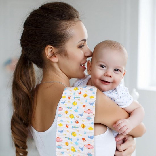 5x Extra Zachte Luiers en Spuugdoeken voor Baby's - Katoen 6 Lagen - Absorberend - 50x25 cm — afbeelding 5