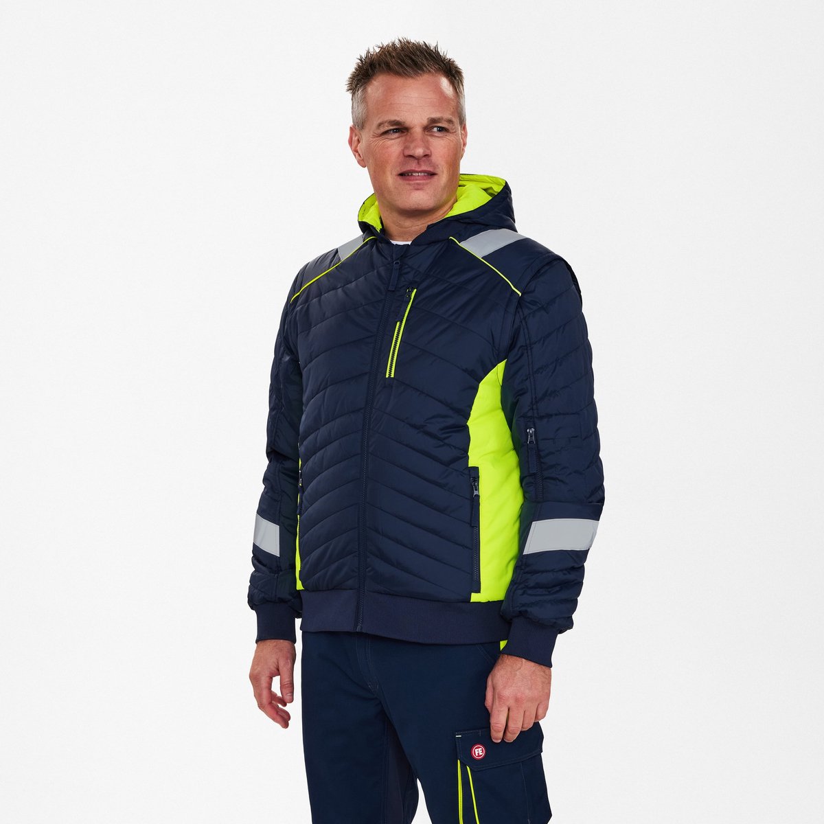 Engel Cargo gewatteerd jack 1870-224 - Blue Ink / Hi-vis Yellow - 3XL