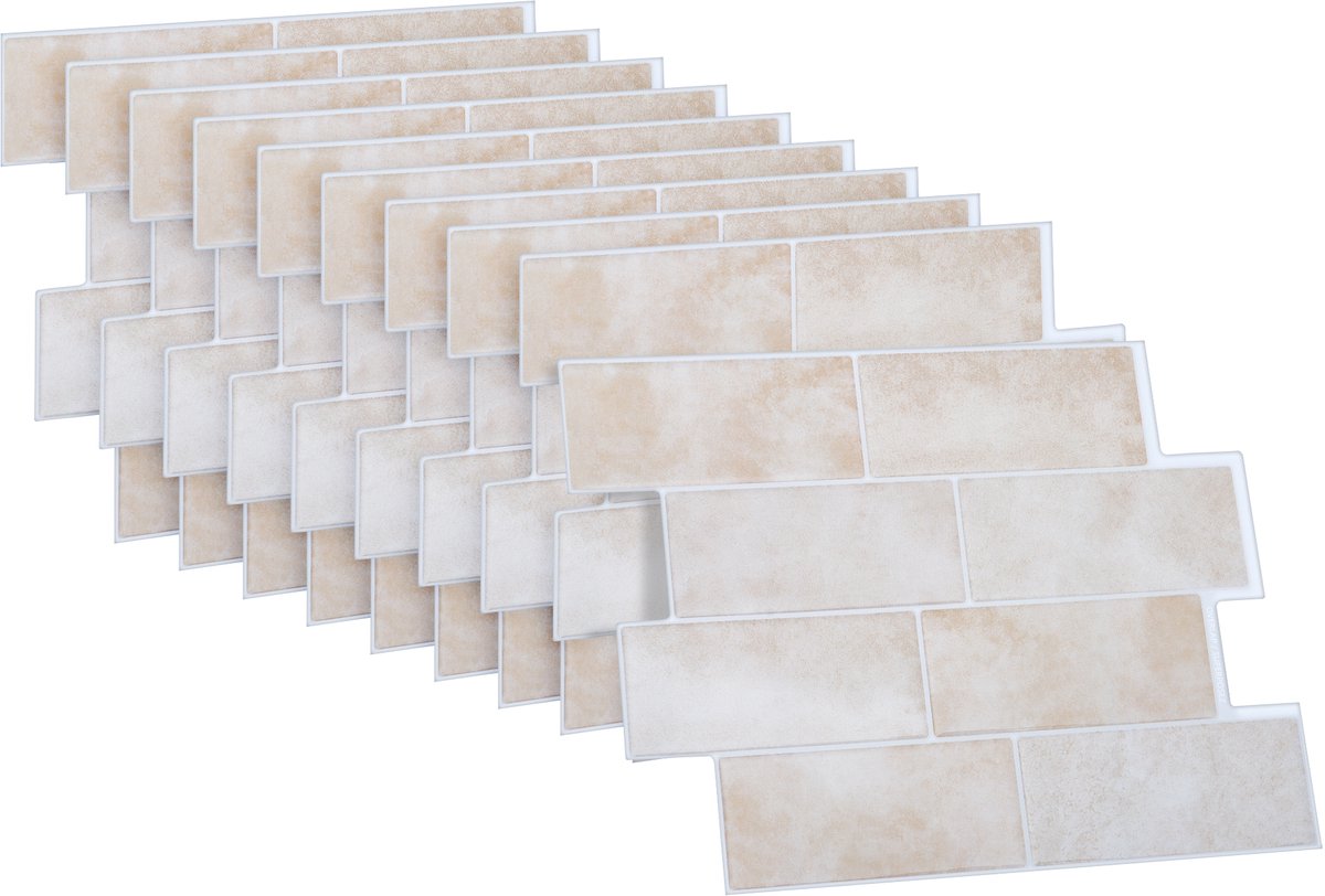 Dekorix plaktegels - Set van 10 zelfklevende tegels - Tegelstickers - Keuken - Badkamer - 29.4*21.4cm - Licht beige