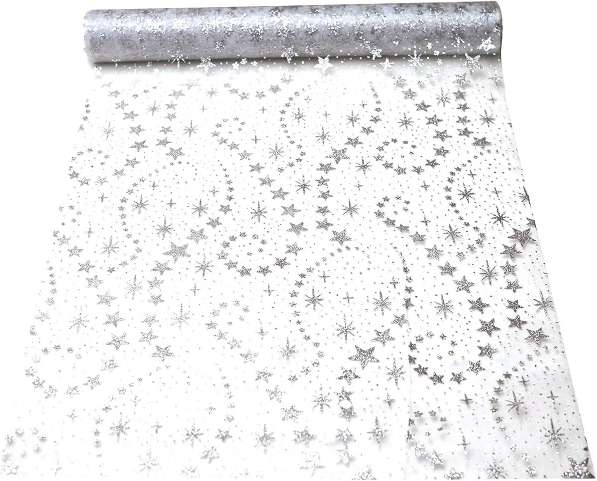 Lange Organza Tafelloper 5 Meter Goud Zilver voor Kersttafeldecoratie