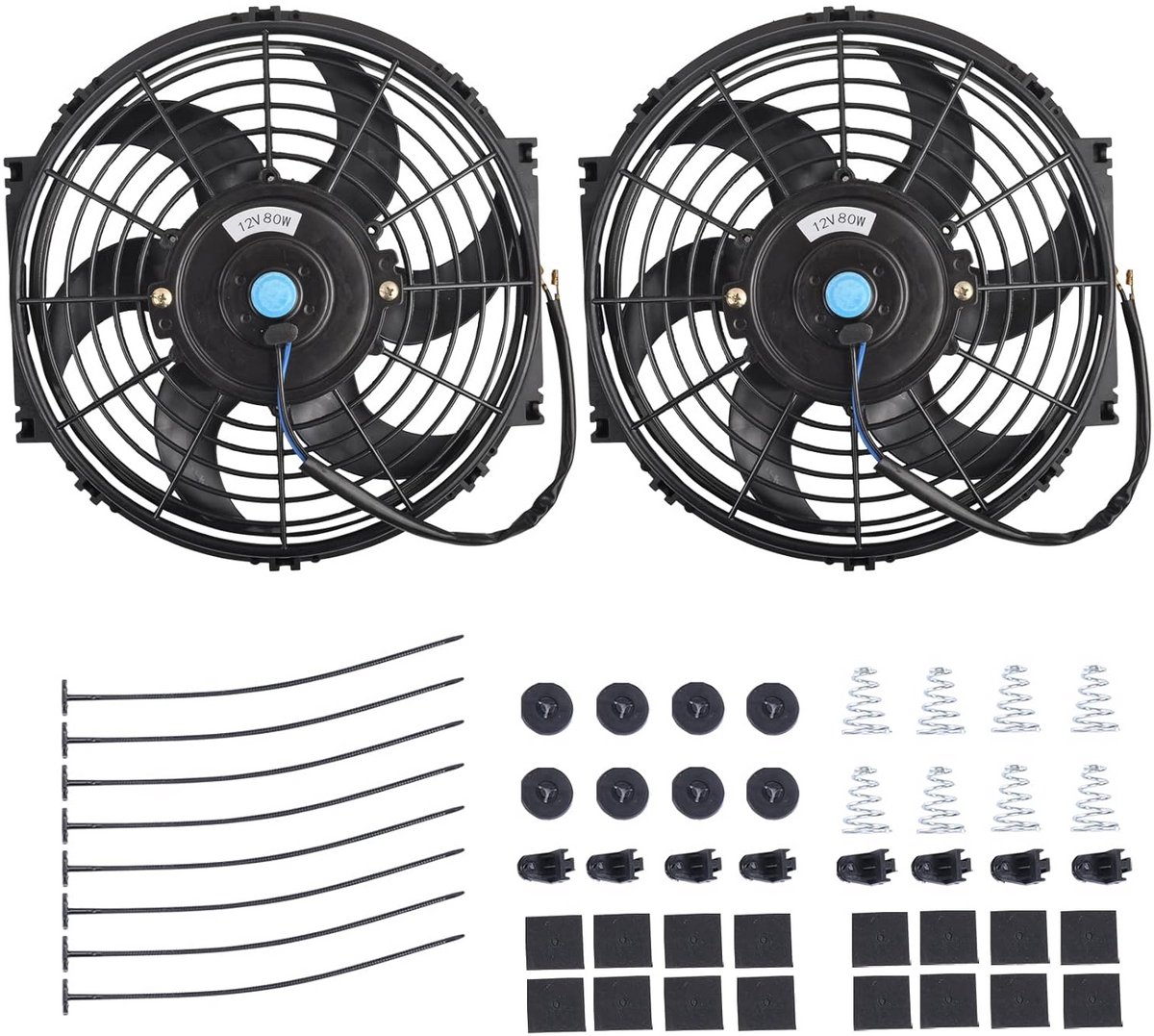 Set van 2 Universele 12V Koelventilatoren voor Elektrische Radiatoren (25,4 cm)