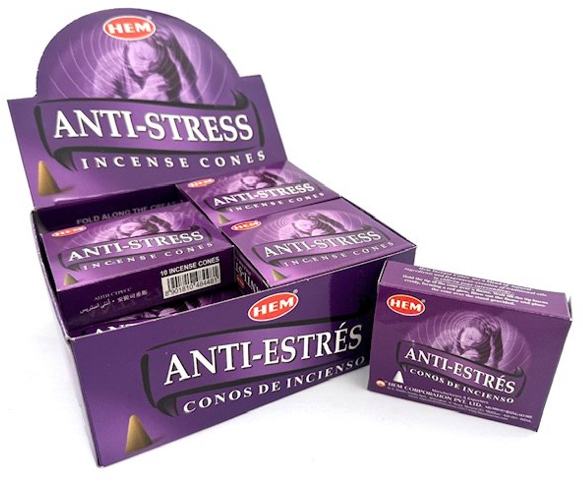HEM Anti Stress Wierook Kegels / Cones - Voordeelbox (12 Pakjes / 120 Kegels) Ontspannend Multi