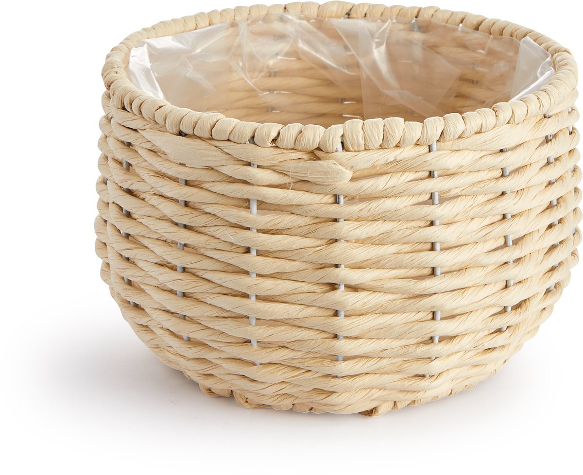 Paco Home Bloempot Sierbloempot Bloemenbak Binnenkant Plantenpot Set Mand Gevlochten Hout Crème