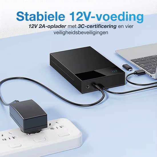 Qost - Boîtier de disque dur 3,5 pouces - Noir - Adaptateur SATA 3,5/2,5 pouces - USB 3.2 Gen1 - 5 Gbit/s - Alimentation 12V 2A incluse