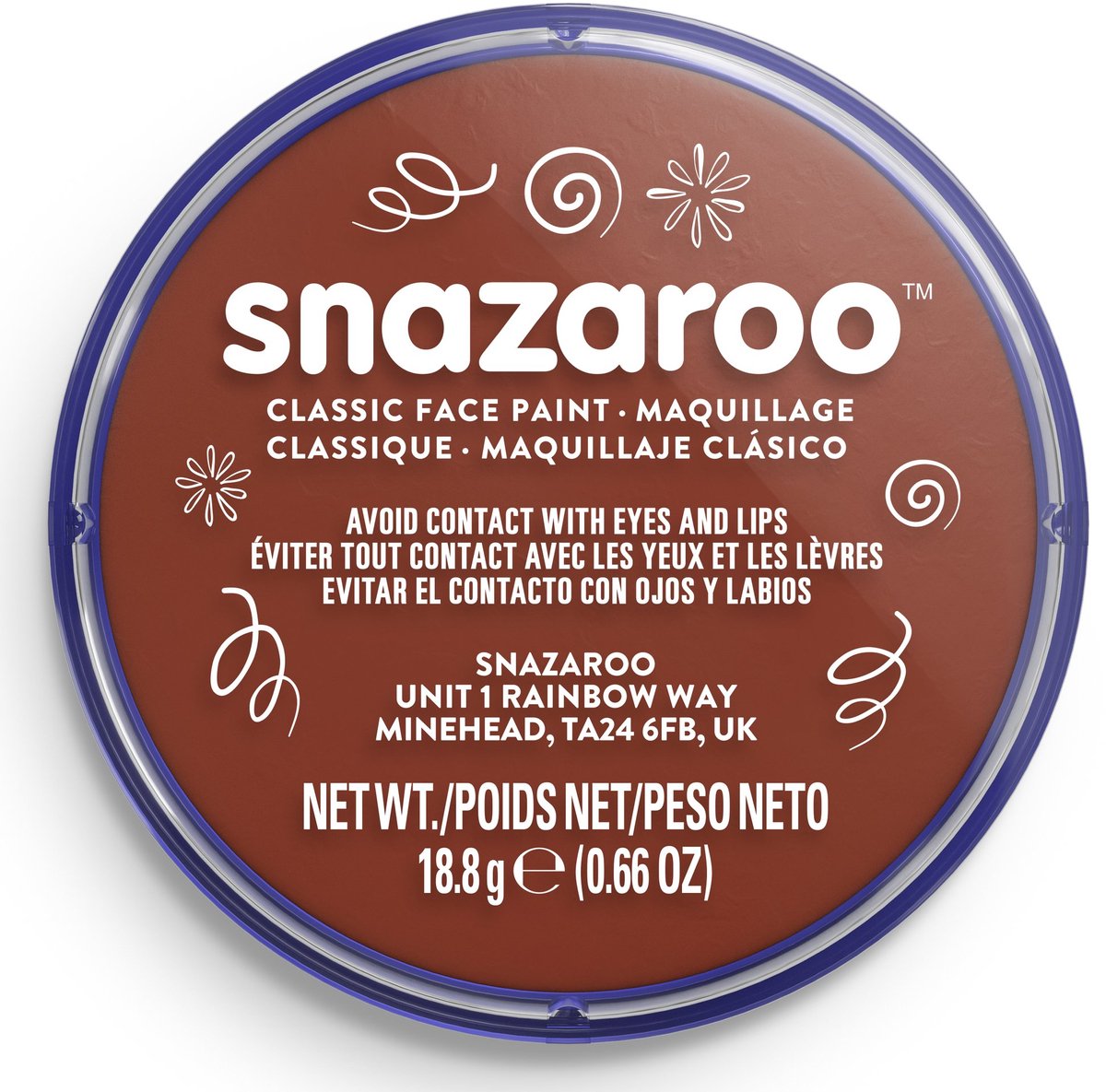 Snazaroo 1118977 - Rust Brown - 18ml Aqua Schmink & Kinderschmink voor Kinderen en Volwassenen