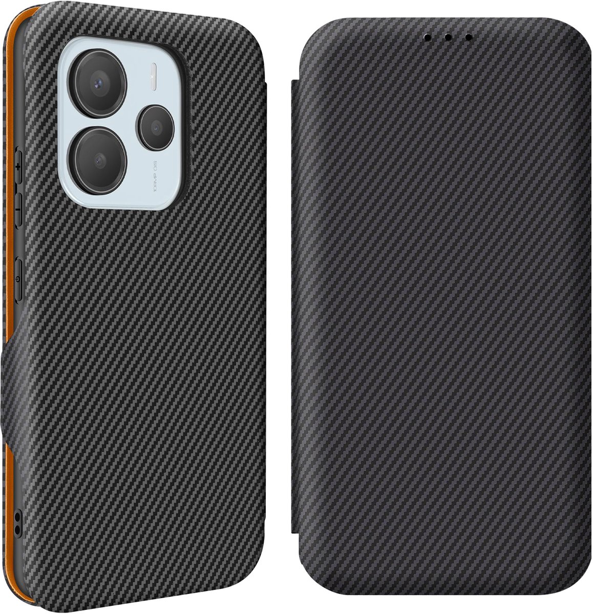Avizar Carbon hoesje voor Redmi Note 14 5G Anti-RFID kaarthouder, Zwart