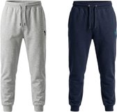 Hitman Joggingbroek Heren - 2-Pack - Trainingsbroek Heren - Sportbroek Heren - Sweatpants Heren - Katoen - Diepe Zakken - 1 x Licht Grijs & 1 x Blauw - Maat S