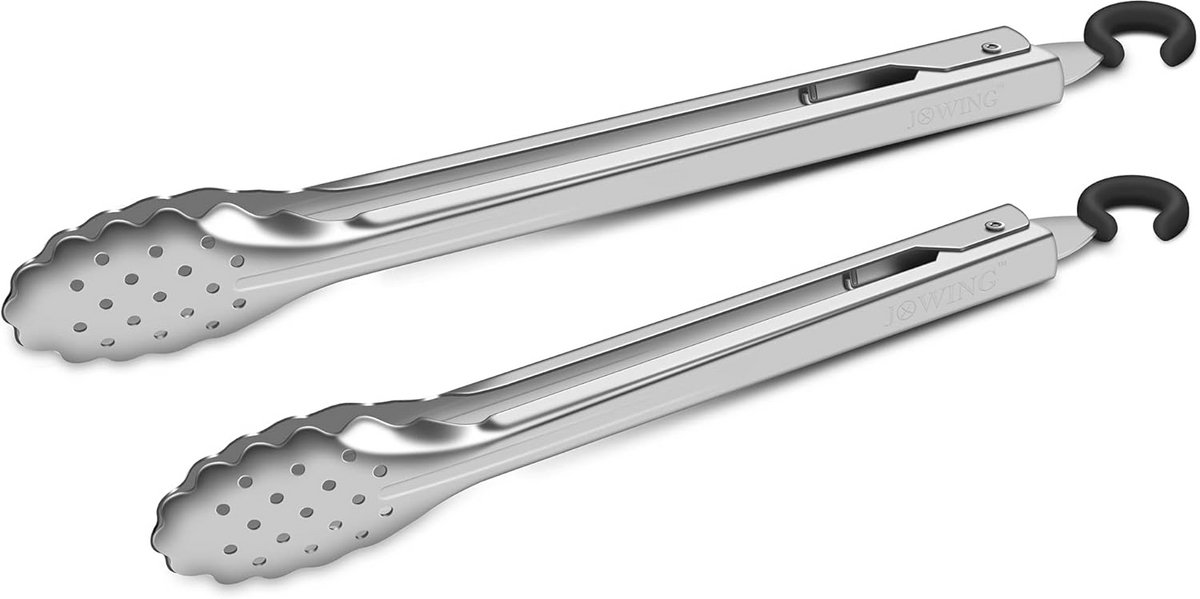 RVS Barbecue Tangen Set Zwart 10 en 12 Inch Zware Kwaliteit