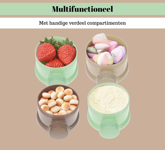 Melktoren - Baby melkpoeder doseerdoosjes - Bewaarbakjes babyvoeding - 4 laags - Melkpoeder doseerdoosjes - Melkpoeder toren - Melkpoeder bewaarbakjes - Melk poeder Dispenser - Melkpoeder Reisbox - Babyvoeding bewaarbox - BPA vrij - Mintgroen van Little Dutch — afbeelding 3