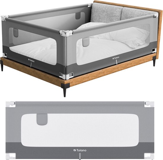Tulano Cover 48 - Barrière de Lit Bébé Sécurisée 180cm - Grijs/Wit