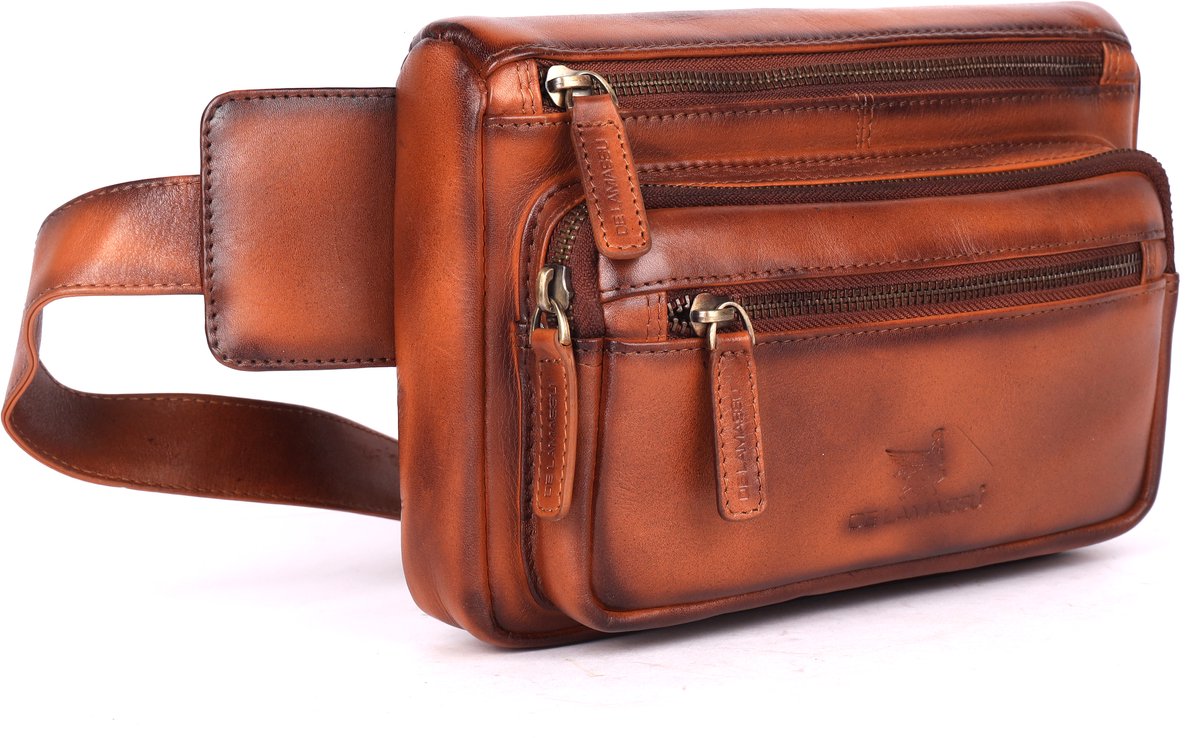 DE LAMASSU® (Isla) Leren Heuptas & Crossbody – Echt Leer – Vintage Design – Lichtgewicht – Unisex – Luxe Geschenkverpakking