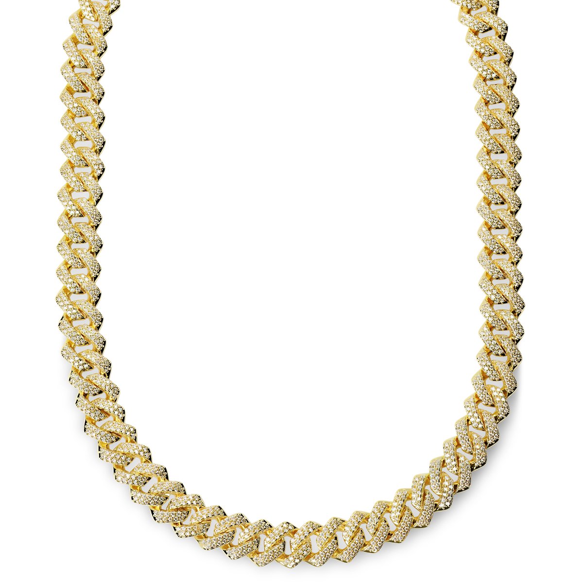 Nicos | 12 mm Goudkleurige Ketting met Hoekige Schakels en Zirkonia