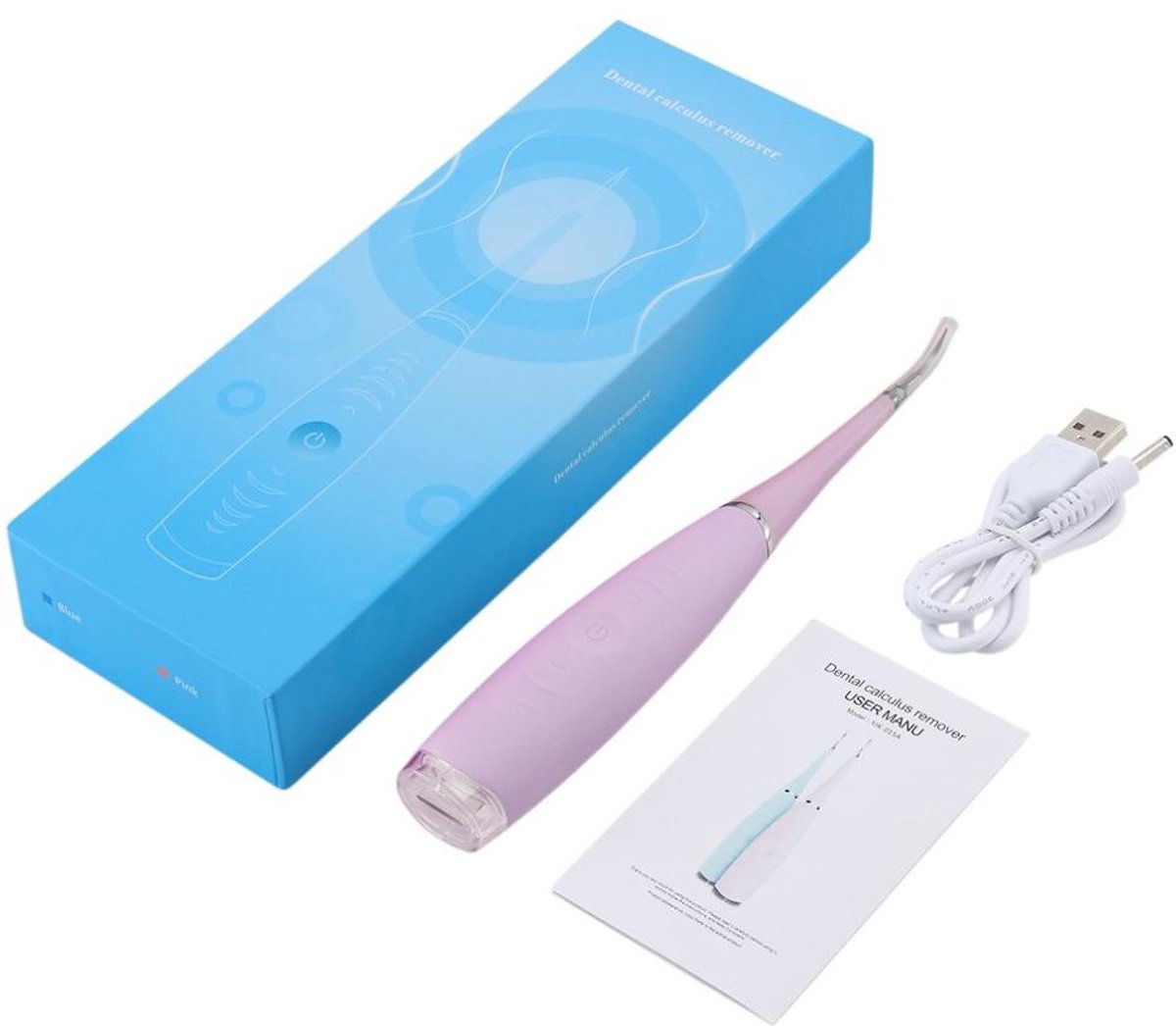 Tandsteen verwijderaar elektrisch - Gebitsreiniging - Mondhygiëne - Tandplak verwijderen - Mondverzorging - Teeth cleaner - Oplaadbaar - Roze - Jonyx
