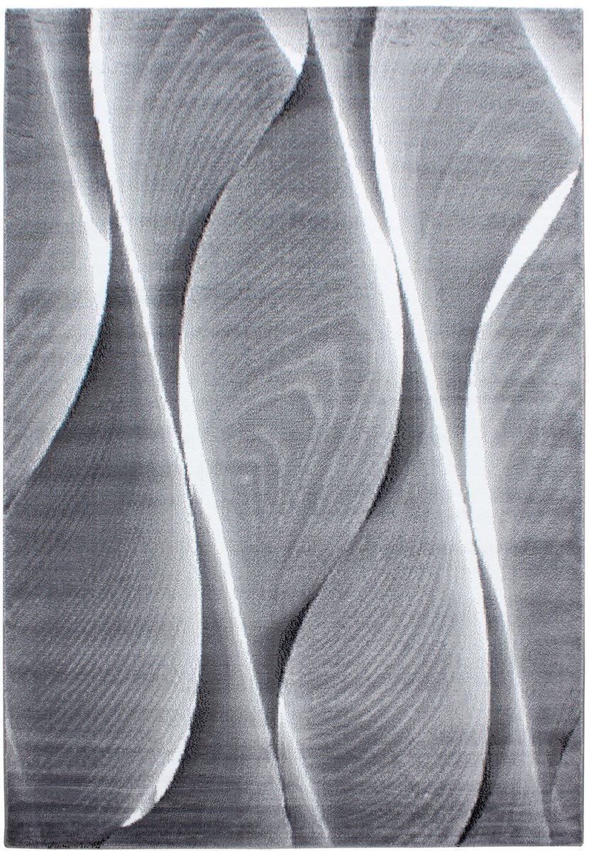 Parma Vloerkleed – Zwarte Curve – Laagpolig & Modern Design