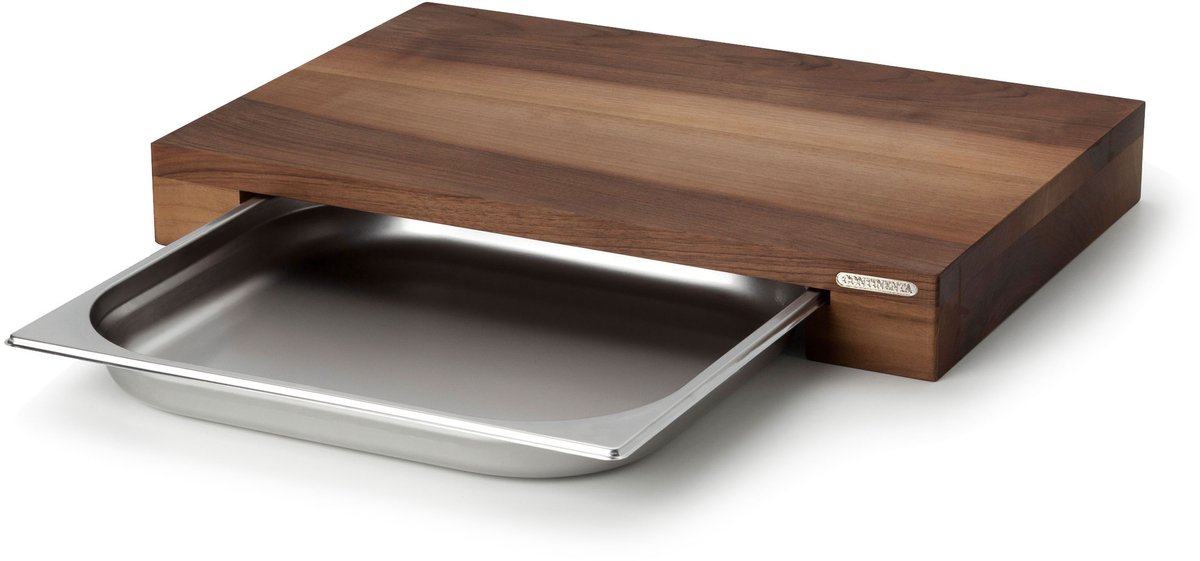 Continenta Snijplank met Inox Lade - Notelaar - 48 x 32,5 x 6cm