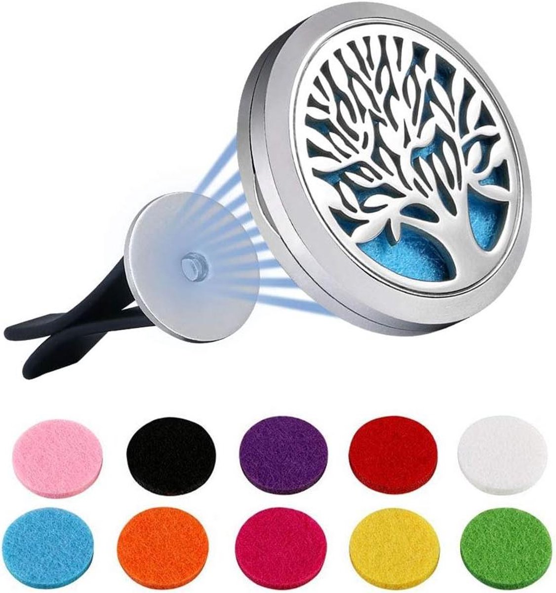 Aromatherapie Olie-Diffuser voor Auto en Binnenruimtes met 10 Navulviltjes - Natuurlijke Luchtverfrisser