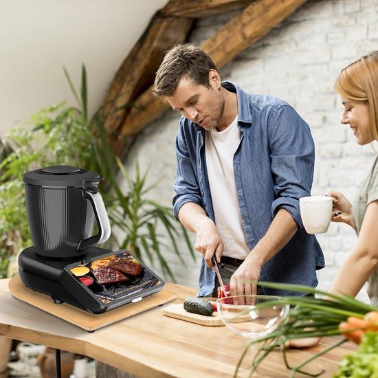 Glijbord voor Keukenmachine met Wielen en Antislip Voeten - Handig Accessoire voor Veilig Gebruik - Natuurlijk Bamboe Materiaal. — afbeelding 3