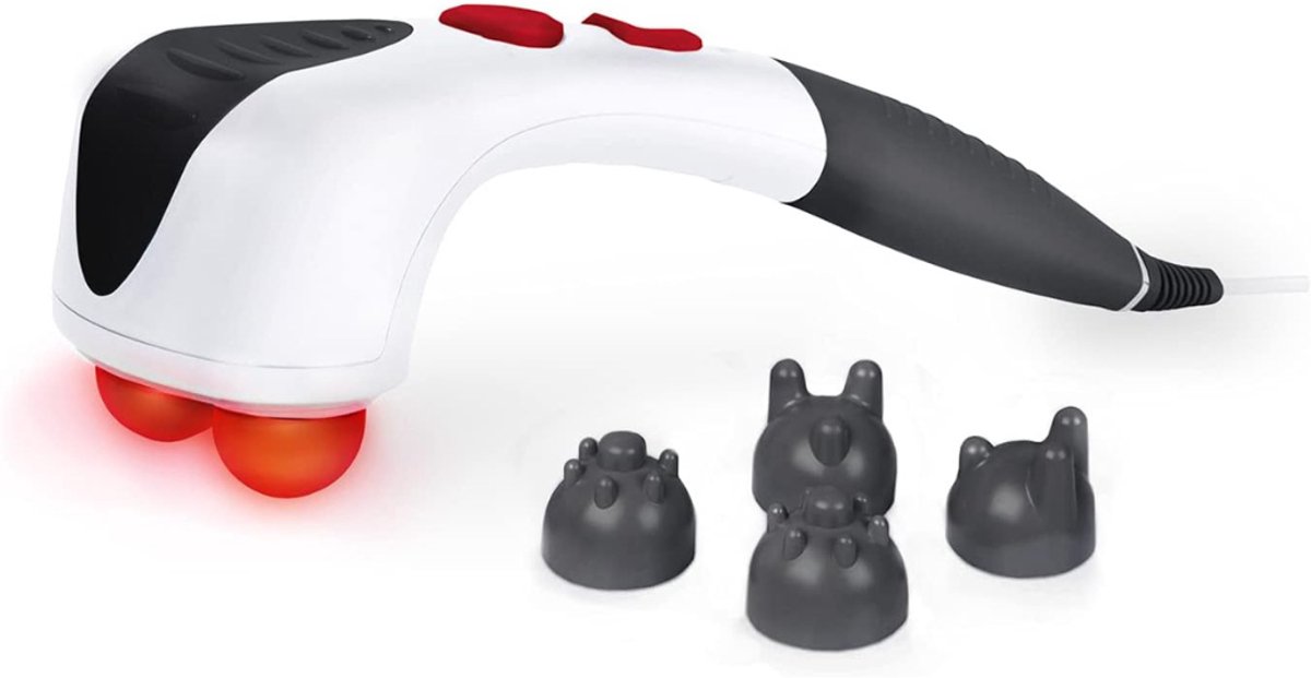 Aura® Handmassage Apparaat - Hand Massage – Handverwarmers – Tegen Gewrichtspijn - Massager – Massageapparaat – Acupresuur + Puntmassage – Traploze regeling Van Intensiteit - Wit/Zwart - 44cm x 14cm x 13cm