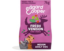 Edgard & Cooper Adult Hondenbrokken Voor Medium Honden, Verse Hert & Eend, 7Kg, Graanvrij En Hypoallergeen Recept Met Natuurlijke Ingrediënten, Perfecte Vezelbalans
