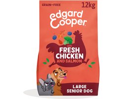 Edgard & Cooper Senior Hondenbrokken Voor Grote Honden, Verse Kip En Zalm, 12Kg, Graanvrijrecept Met Extra Glucosamine, Natuurlijke Ingrediënten, Perfecte Vezelbalans