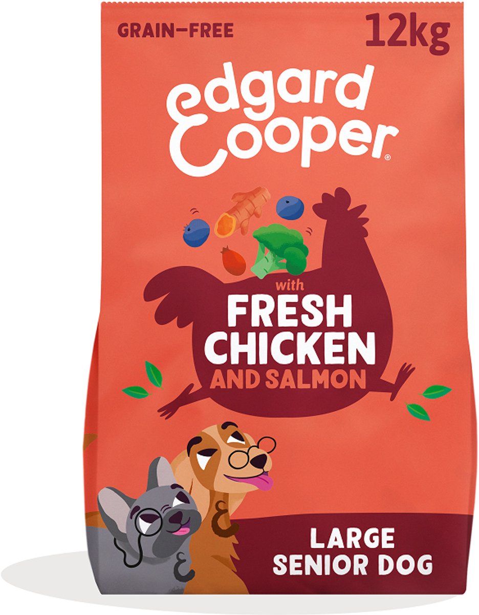 Edgard & Cooper Free-Run Chicken Senior Kip&Zalm&Broccoli - Hondenvoer - 12 kg Graanvrij