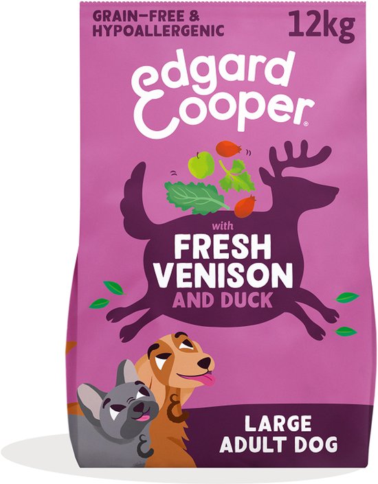 Edgard & Cooper Adult Hondenbrokken Voor Grote Honden, Verse Hert & Eend, 12Kg, Graanvrij En Hypoallergeen Recept Met Natuurlijke Ingrediënten, Perfecte Vezelbalans