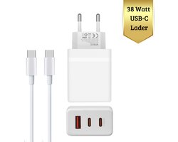 38W USB C Snellader met 2 Meter USB C naar USB C Kabel – Geschikt Voor Samsung en Iphone 17/16/15 – Originele WiseQ Oplader