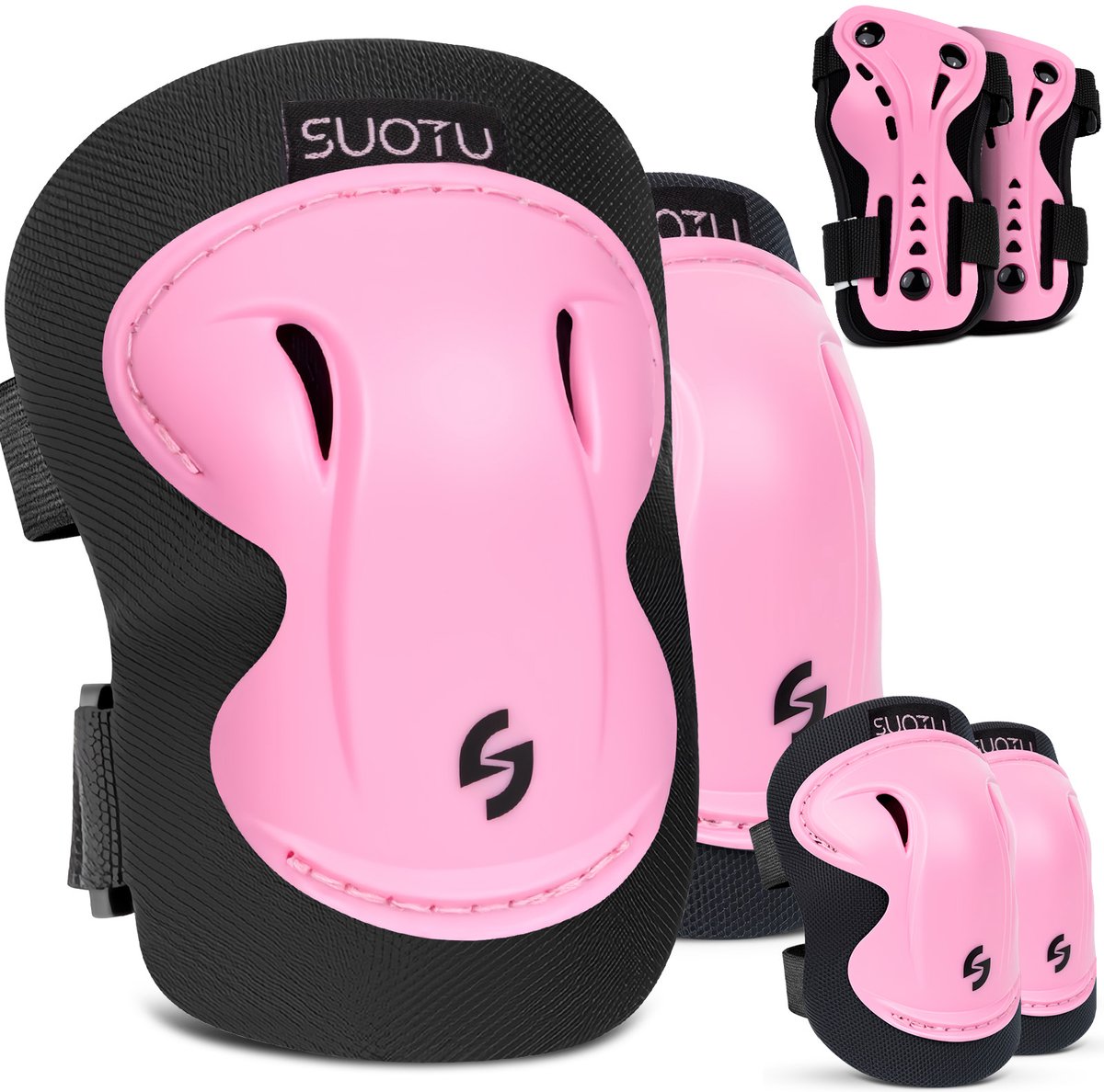 Suotu Skate Beschermset Kinderen Skate bescherming Skeeler Beschermset Zwart
