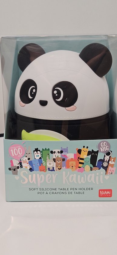 Legami Super Kawaii - Étui à crayons silicone 2-en-1 XXL - Panda