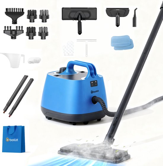BOLLIT 17 in 1 Stoomreiniger 2000W - Tapijtreiniger - Vlekkenreiniger - Handstomer - Stoomreinigers - Reinigingsmachine - Stoommop - Vloerreiniger- Handstoomreiniger - Stoomdweil - Vloer, Badkamer, en Tapijt Reinigen