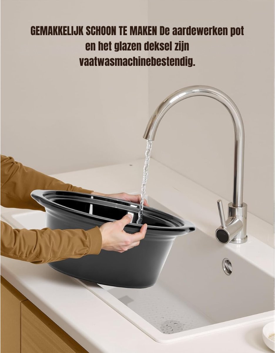 Aurixi® Slowcooker met Timer - Blauw 24cm x 31cm x 18cm - afbeelding 3