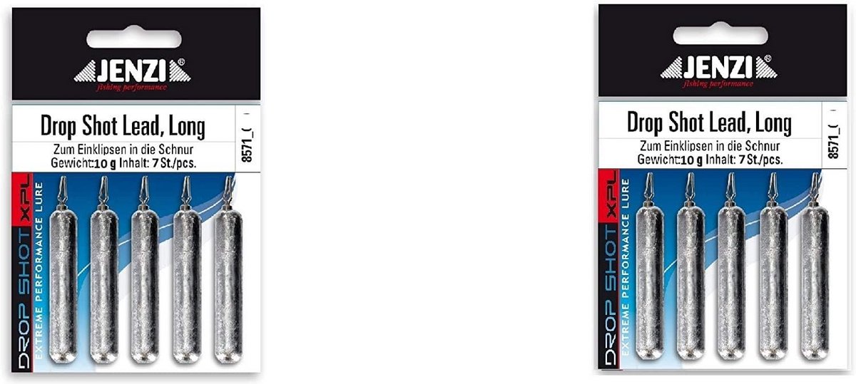 Set van 2 loodgewichten Drop Shot Lang 10g per stuk - Inclusief Gratis Sticker