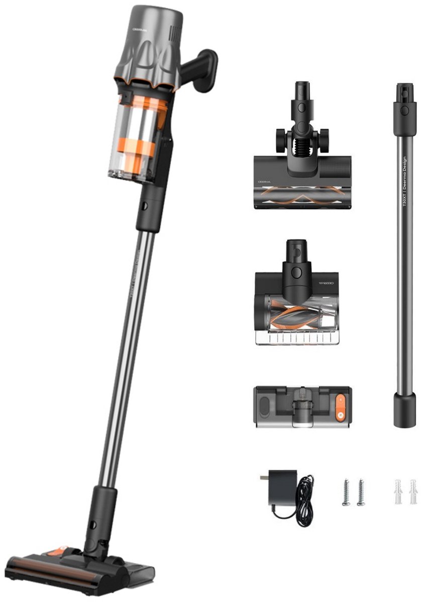 DEERMA T30W XT 2 in 1 Steelstofzuiger - 450W/45KPa/60min - Steelstofzuiger Draadloos - 1L - LED-Display - Groen licht - Voor Tapijt, Harde Vloeren en Dierenharen - zwart