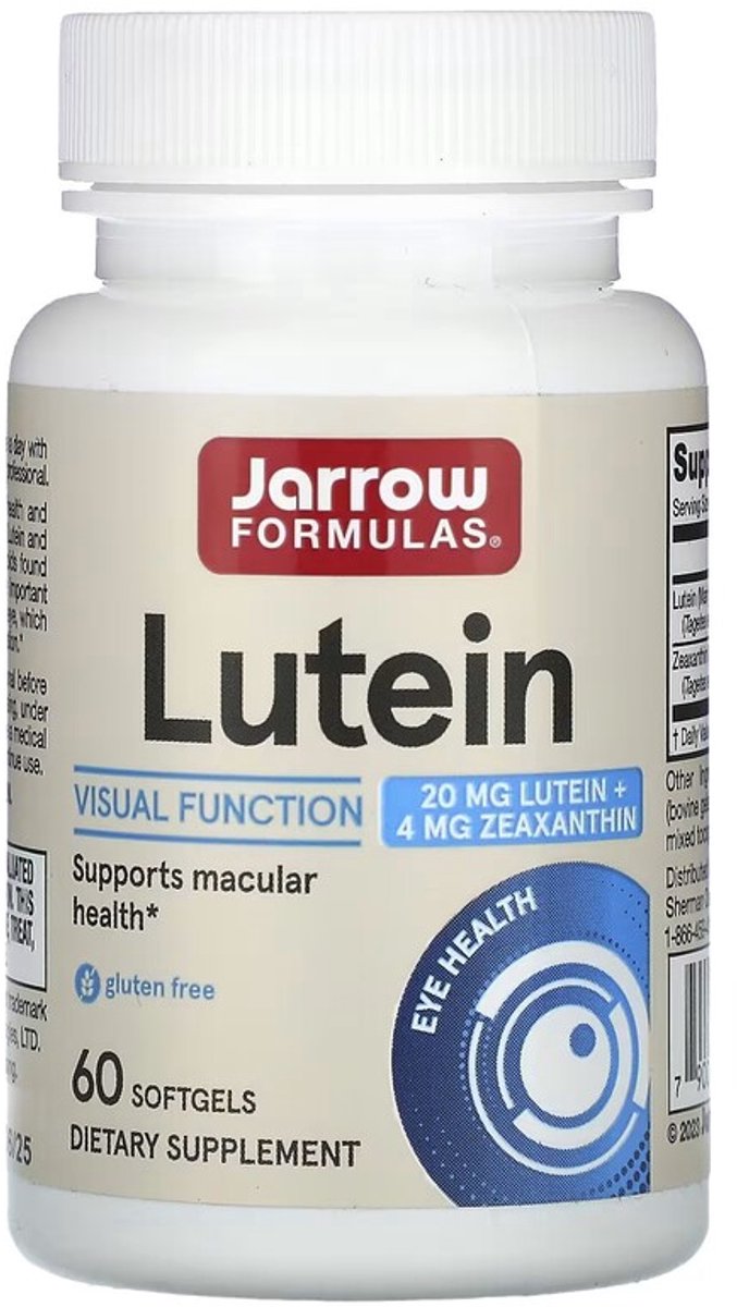 Lutein 20mg 60 softgels - luteine en zeaxanthine uit afrikaantjes (Tagetes erecta) | Jarrow Formulas
