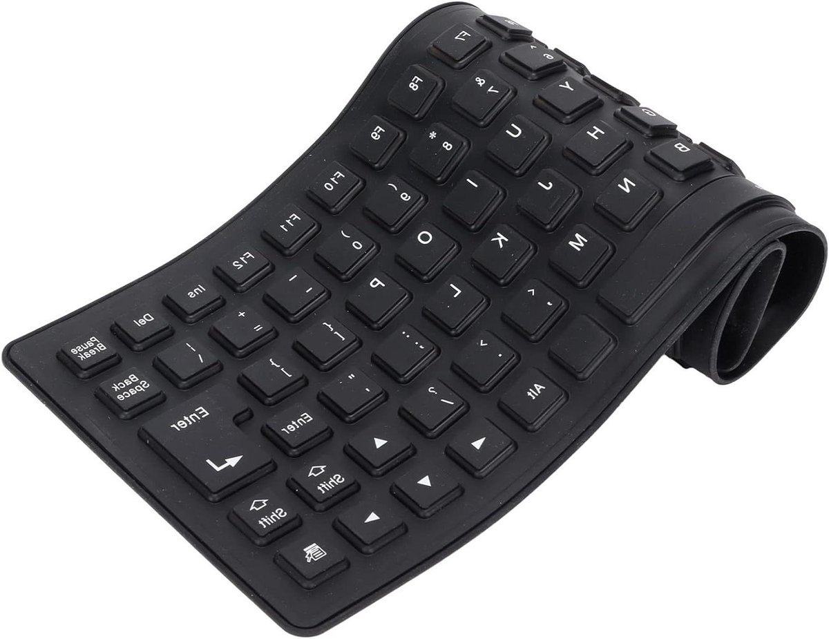 Siliconen toetsenbord USB bedraad waterdicht opvouwbaar draagbaar zwart