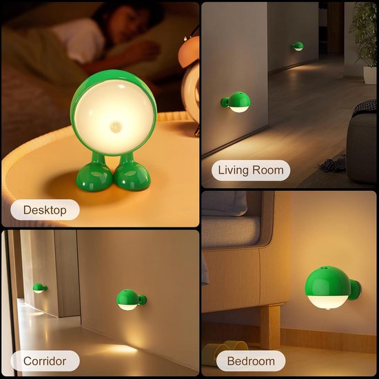Oplaadbare LED Sensor Nachtlamp Tafelmodel met Sterke Magneet - Groen van Merkloos — afbeelding 2