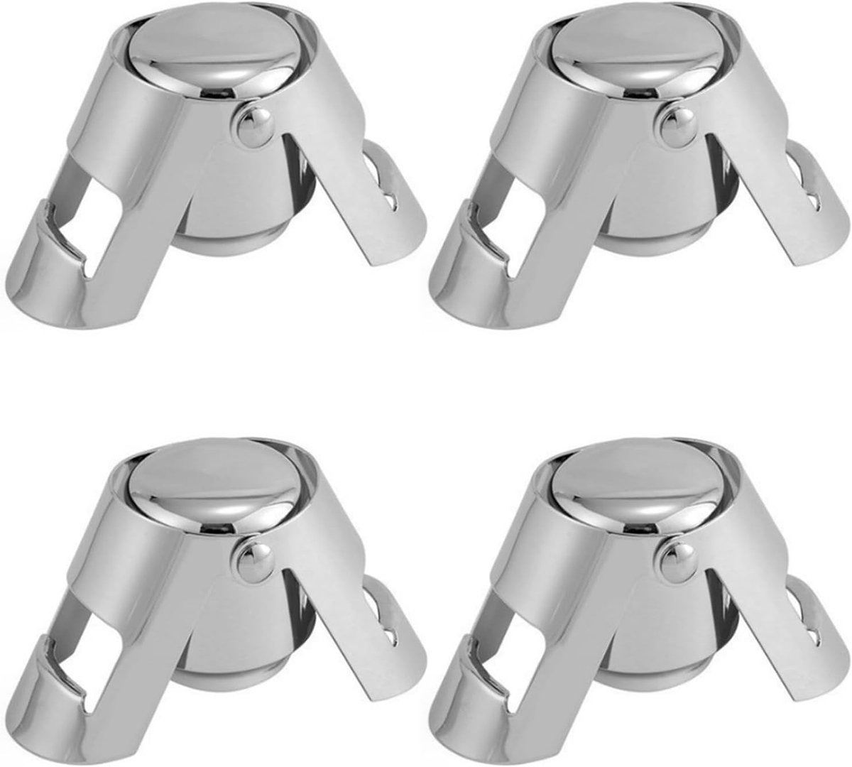 Stainless Steel Champagne Stopper - Vacuum Plug - Leakproof Wine Bottle Sealer - Set van 4